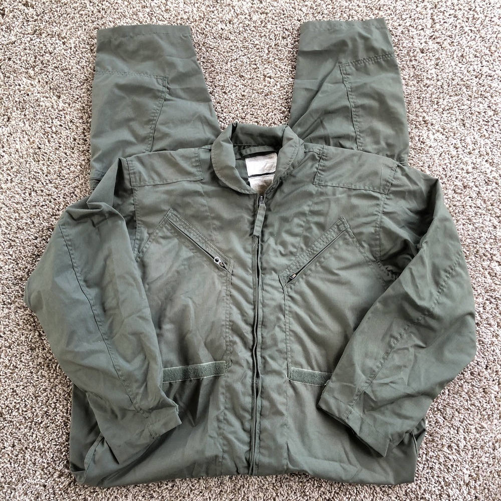 Vtg Military Coveralls Flyers Mens 48L Green CWU-27P Pilot Summer Flighting Suit